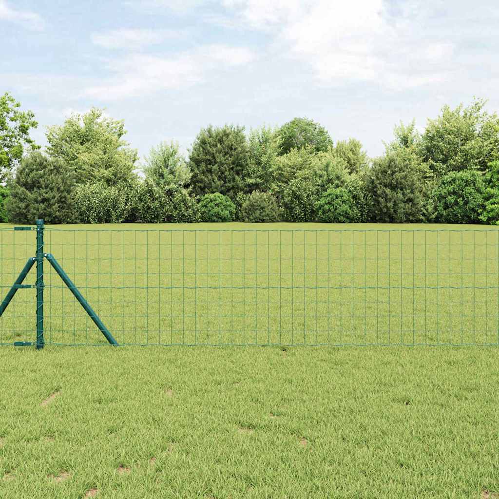 Vidaxl hek met paal groen 0,6 x 25 m staal en pvc