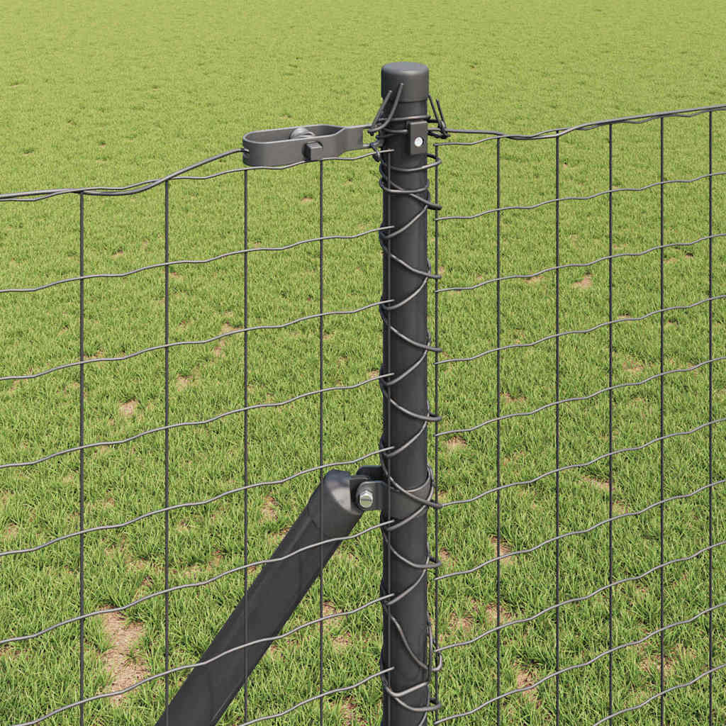 Vidaxl hek met paal grijs 1 x 10 m staal en pvc