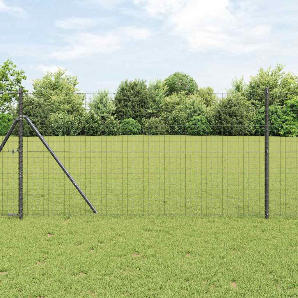 Vidaxl hek met paal grijs 1,4 x 10 m staal en pvc