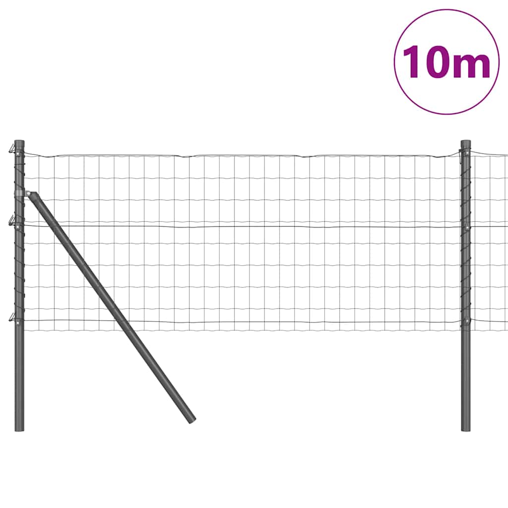 Vidaxl hek met paal grijs 0,6 x 10 m staal en pvc