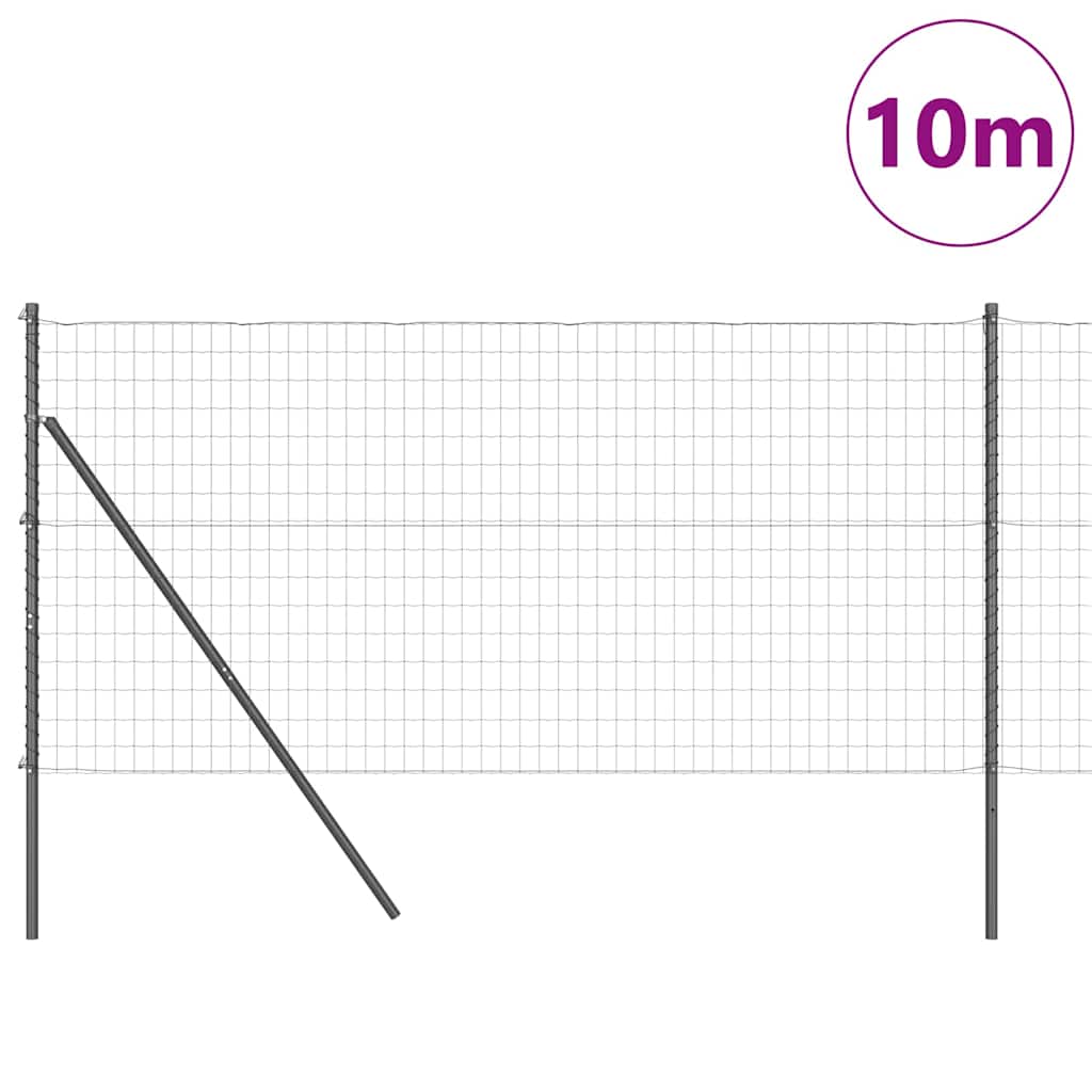Vidaxl hek met paal grijs 1,4 x 10 m staal en pvc
