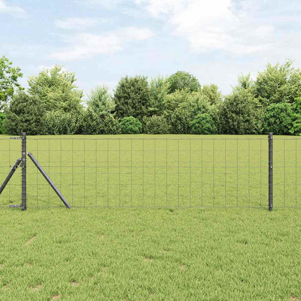 Vidaxl hek met paal grijs 0,4 x 10 m staal en pvc