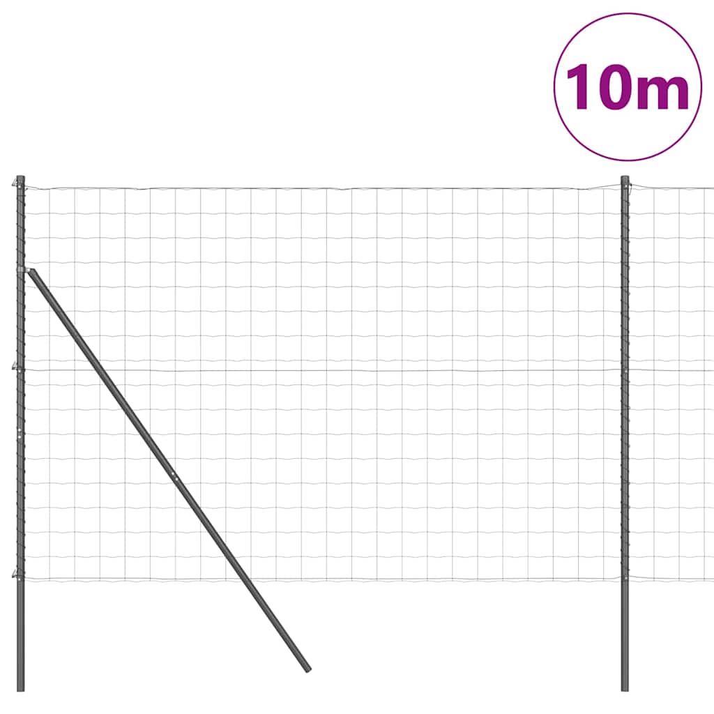 Vidaxl hek met paal grijs 1,5 x 10 m staal