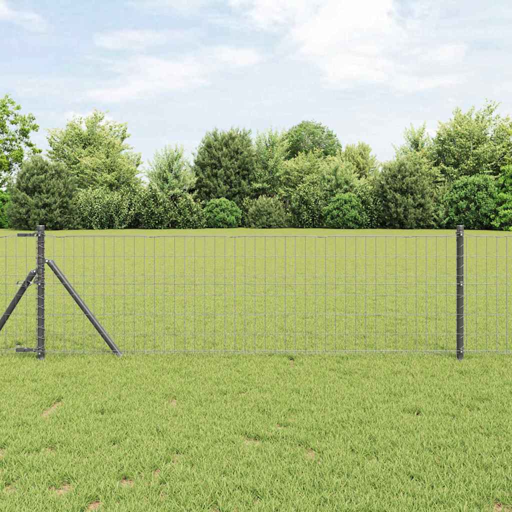 Vidaxl euro-hek met grondbevestiging 25 x 0,6 m pvc-coated staal grijs