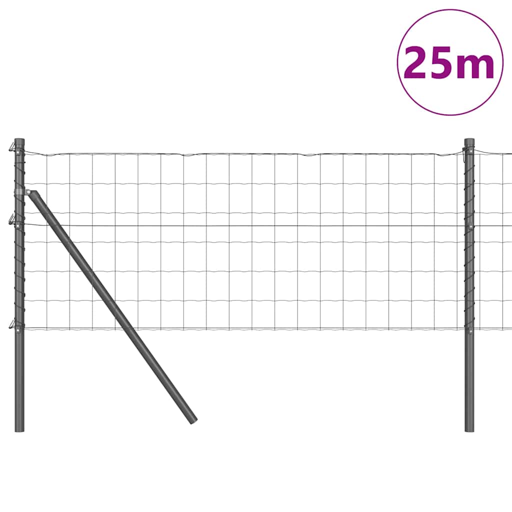 Vidaxl hek met paal grijs 0,8 x 25 m staal en pvc