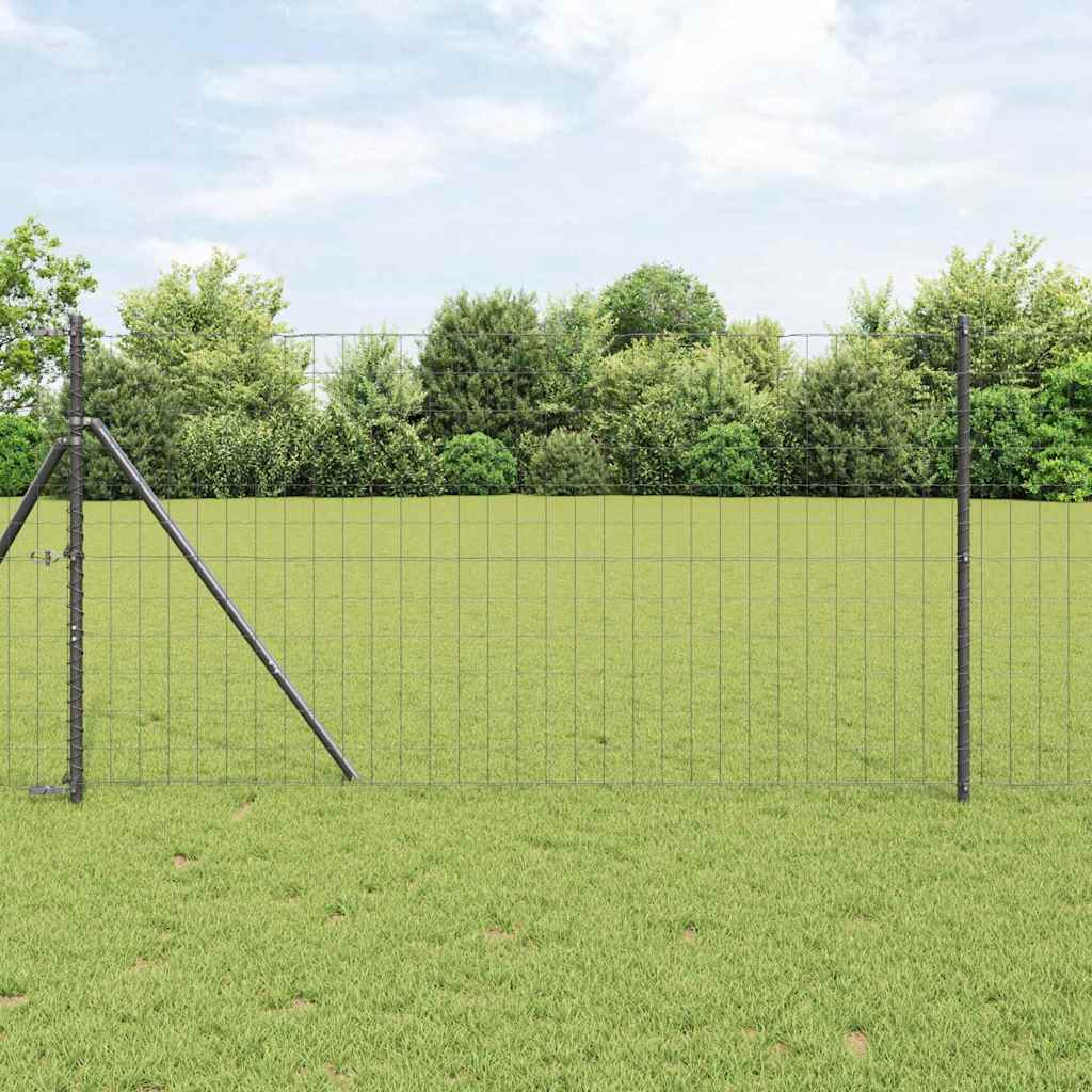 Vidaxl hek met paal grijs 1 x 25 m staal en pvc