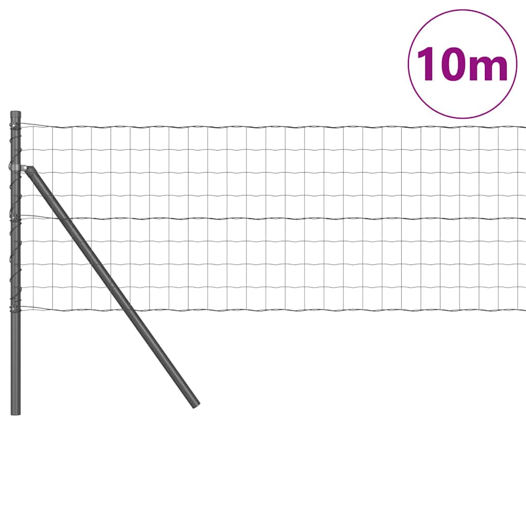 Vidaxl hek met paal grijs 0,6 x 10 m staal en pvc