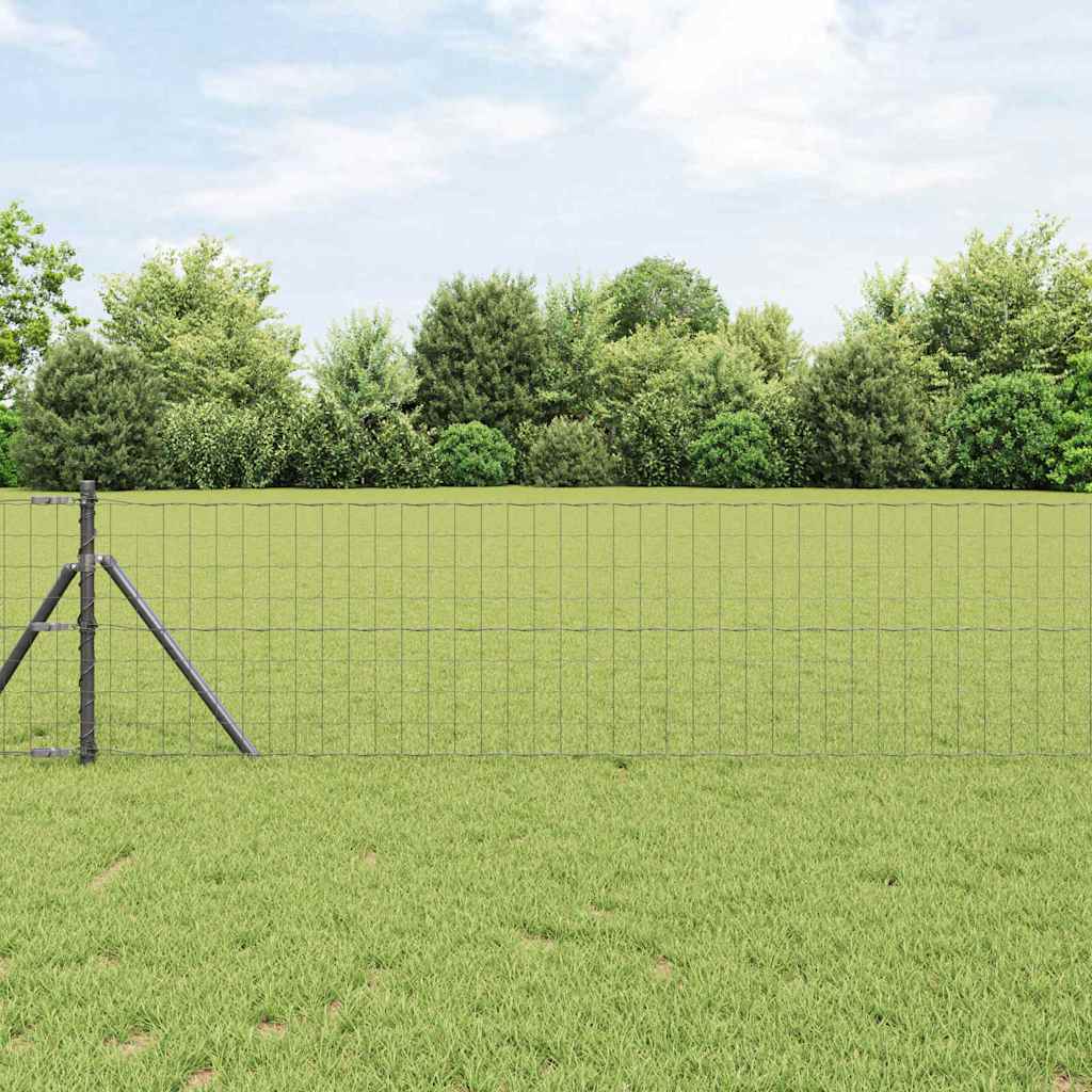 Vidaxl hek met paal grijs 0,6 x 25 m staal en pvc