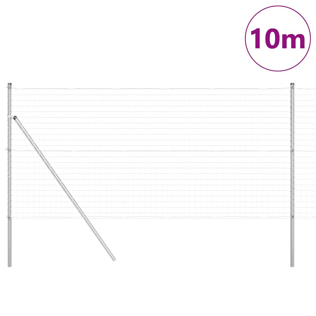 Vidaxl hek met paal zilver 1,2 x 10 m staal en pvc