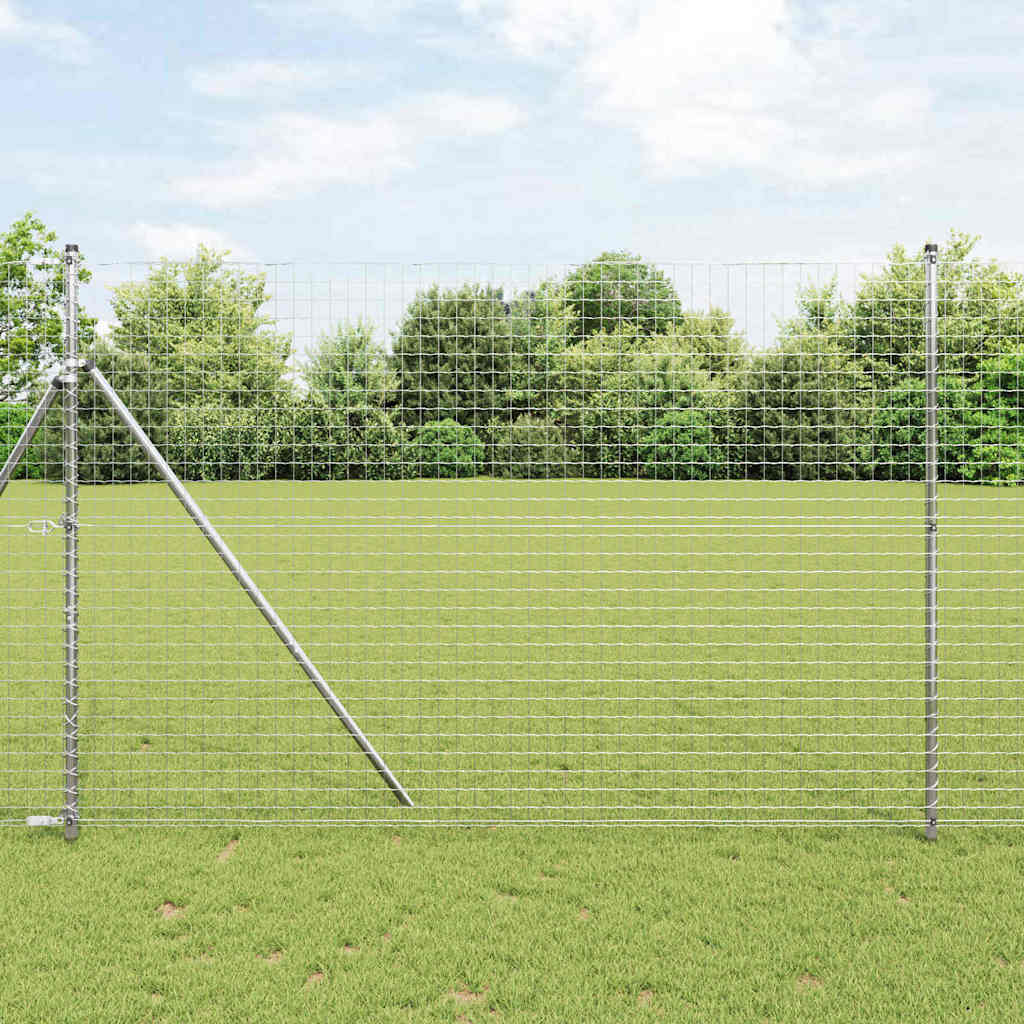 Vidaxl hek met paal zilver 1,6 x 10 m staal en pvc