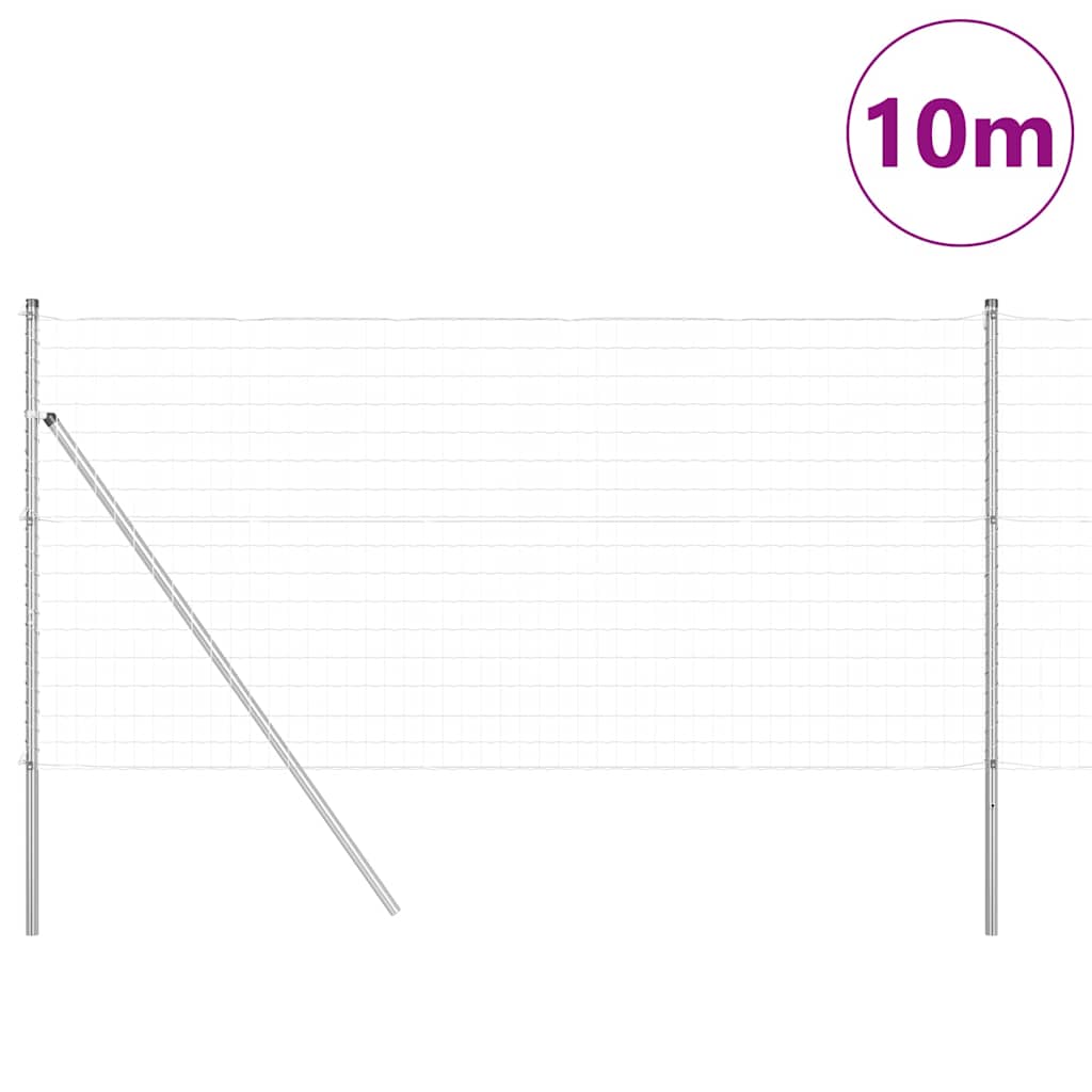Vidaxl hek met paal zilver 1 x 10 m staal en pvc