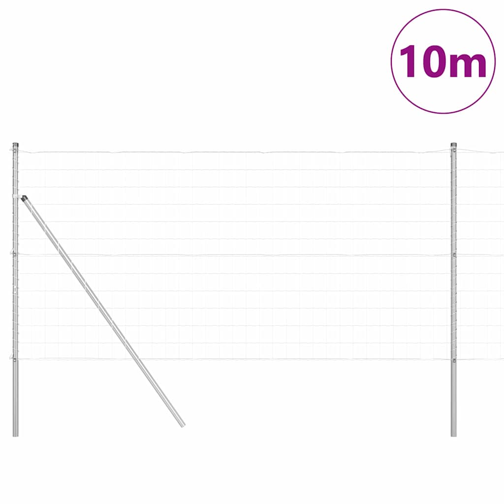 Vidaxl hek met paal zilver 1 x 10 m staal en pvc