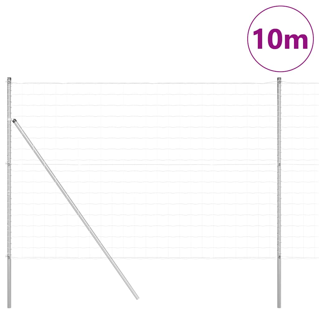 Vidaxl hek met paal zilver 1,6 x 10 m staal en pvc