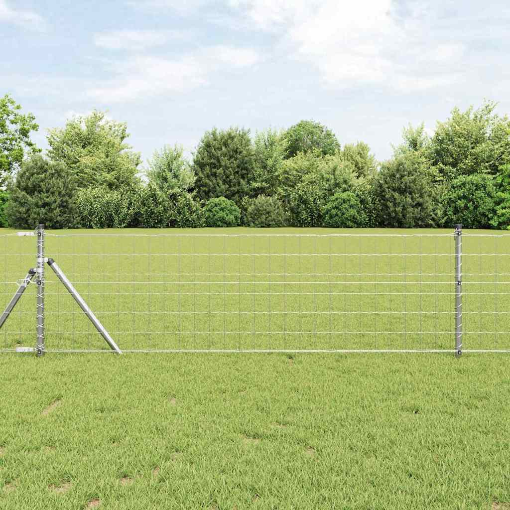 Vidaxl hek met paal zilver 0,4 x 25 m staal en pvc