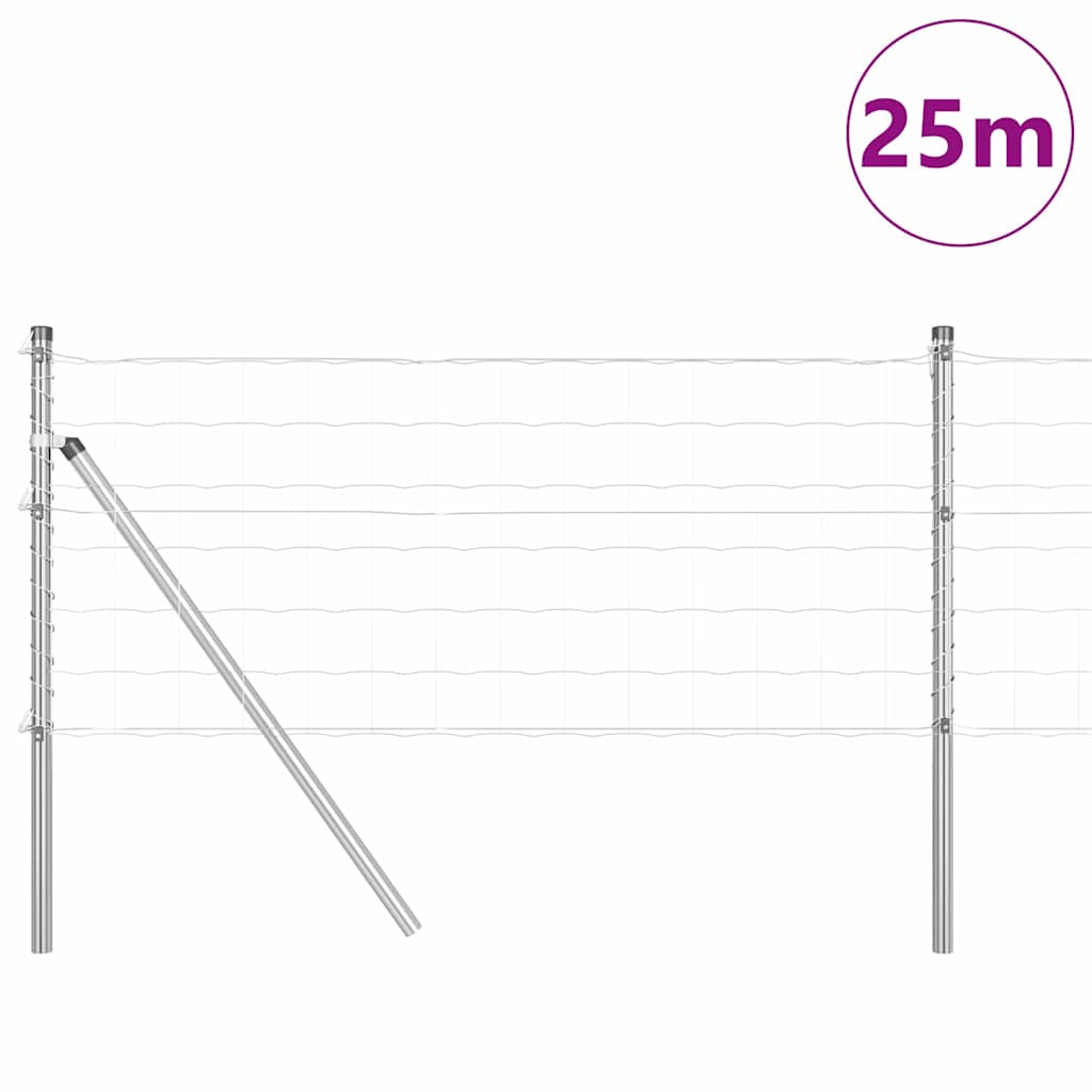 Vidaxl hek met paal zilver 0,4 x 25 m staal en pvc