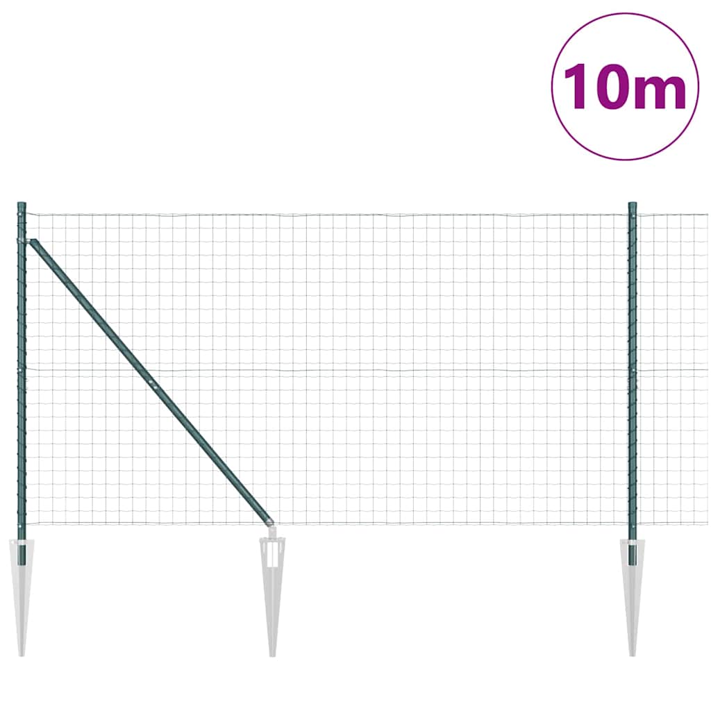 Vidaxl hek met paal groen 1,2 x 10 m staal en pvc