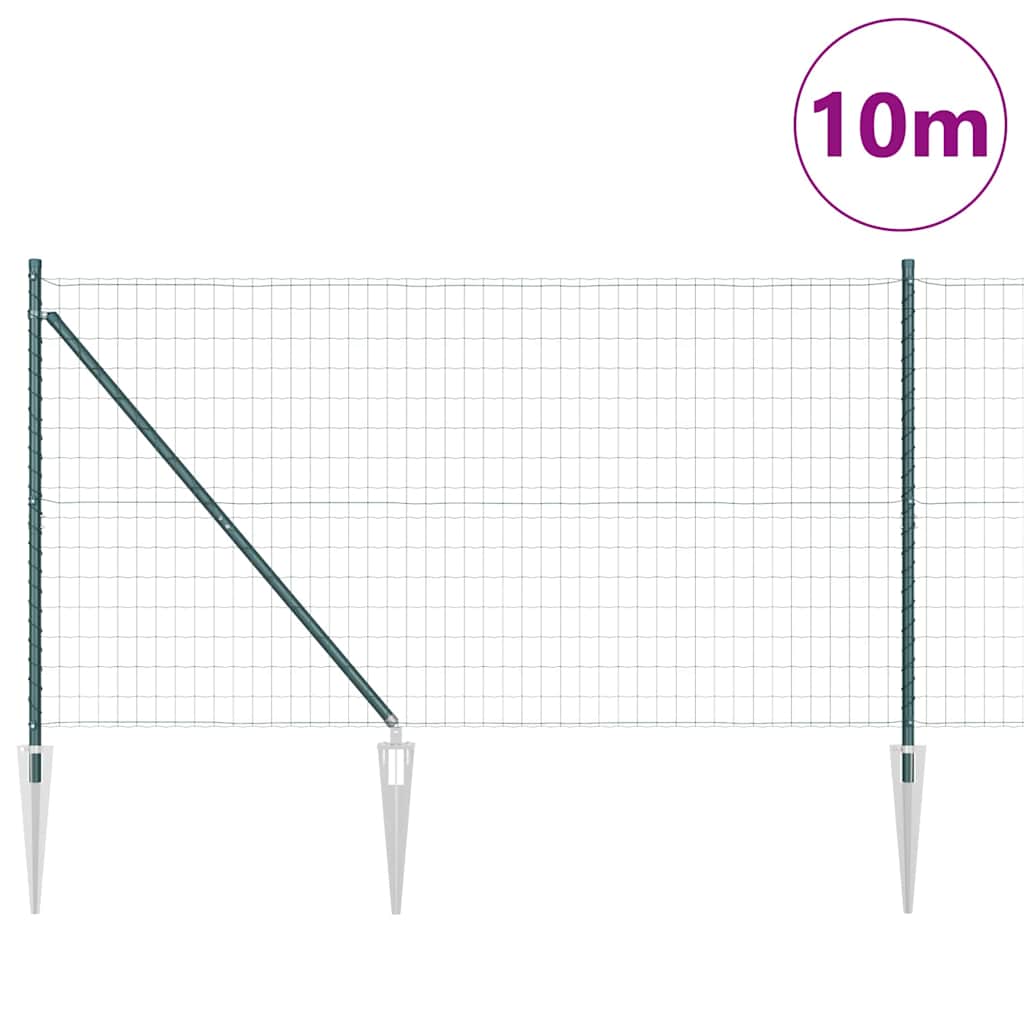 Vidaxl hek met paal groen 1,2 x 10 m staal en pvc