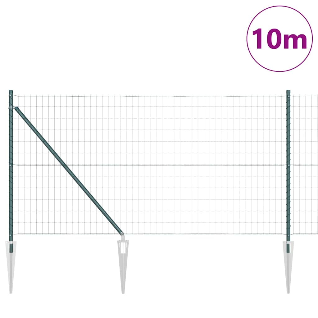 Vidaxl hek met paal groen 1 x 10 m staal en pvc