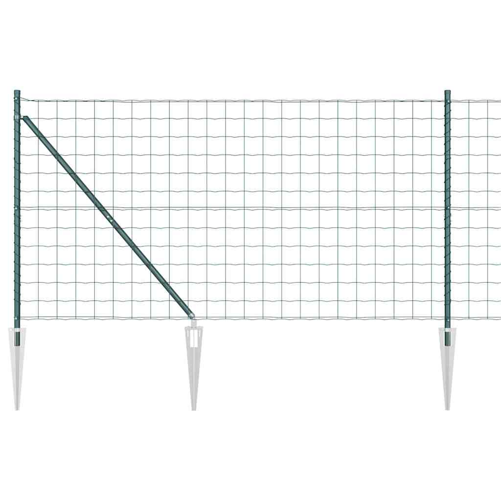 Vidaxl hek met paal groen 1,2 x 10 m staal