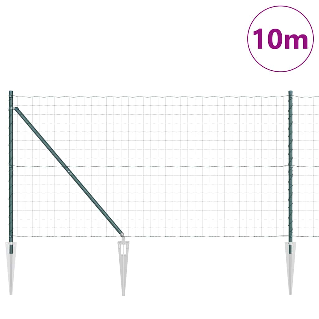 Vidaxl hek met paal groen 1,2 x 10 m staal