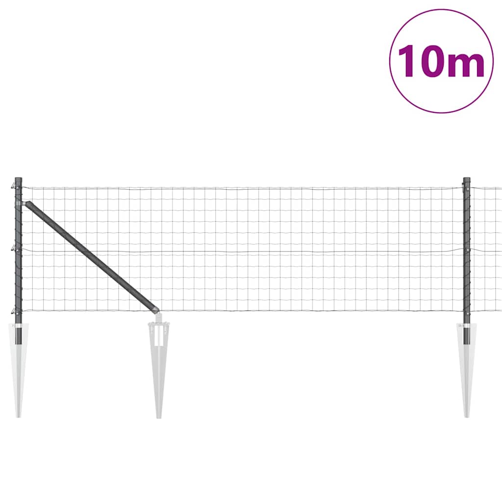 Vidaxl hek met paal grijs 0,6 x 10 m staal en pvc