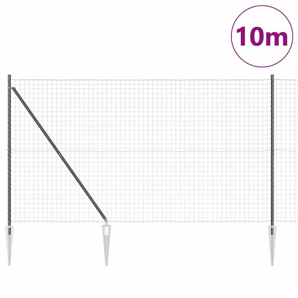 Vidaxl hek met paal grijs 1,5 x 10 m staal en pvc
