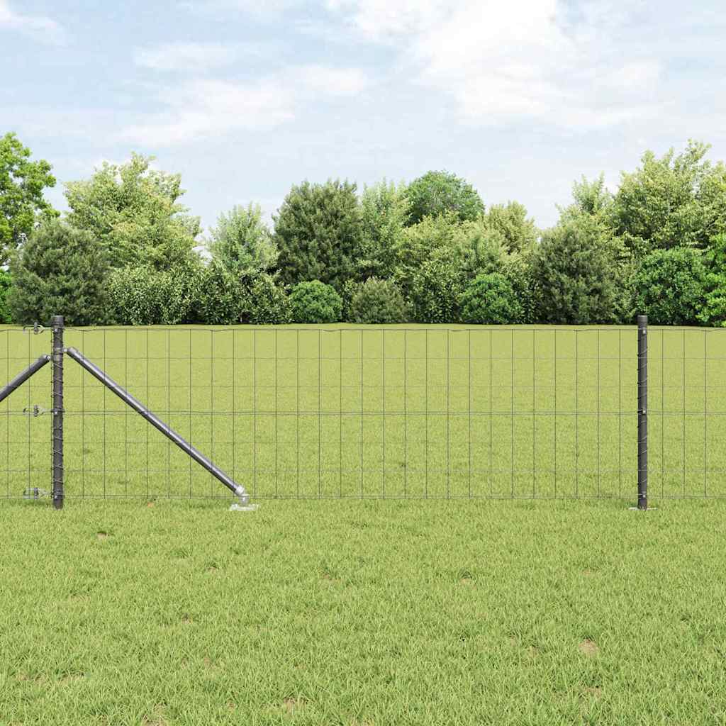 Vidaxl hek met paal grijs 0,4 x 25 m staal en pvc