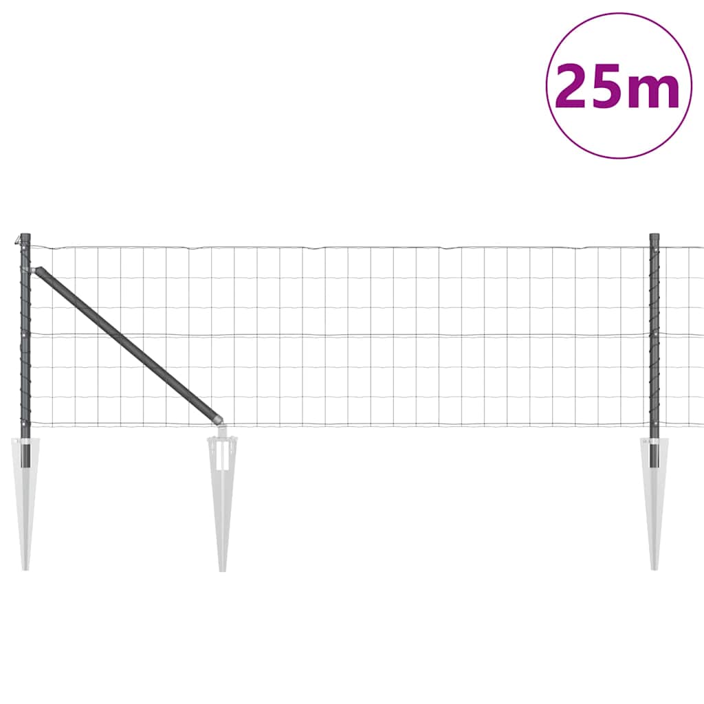 Vidaxl hek met paal grijs 0,4 x 25 m staal en pvc