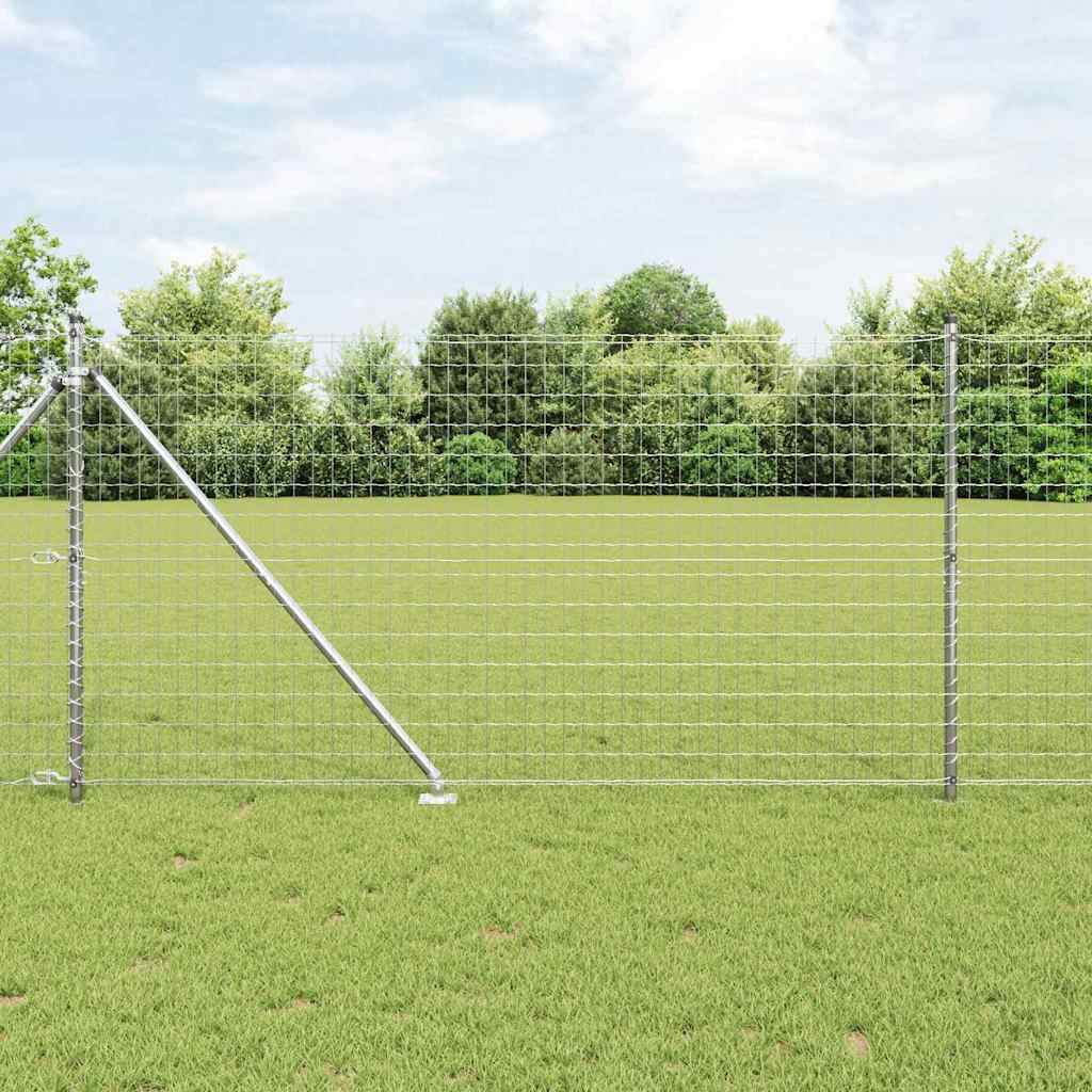 Vidaxl hek met paal zilver 1,2 x 10 m staal