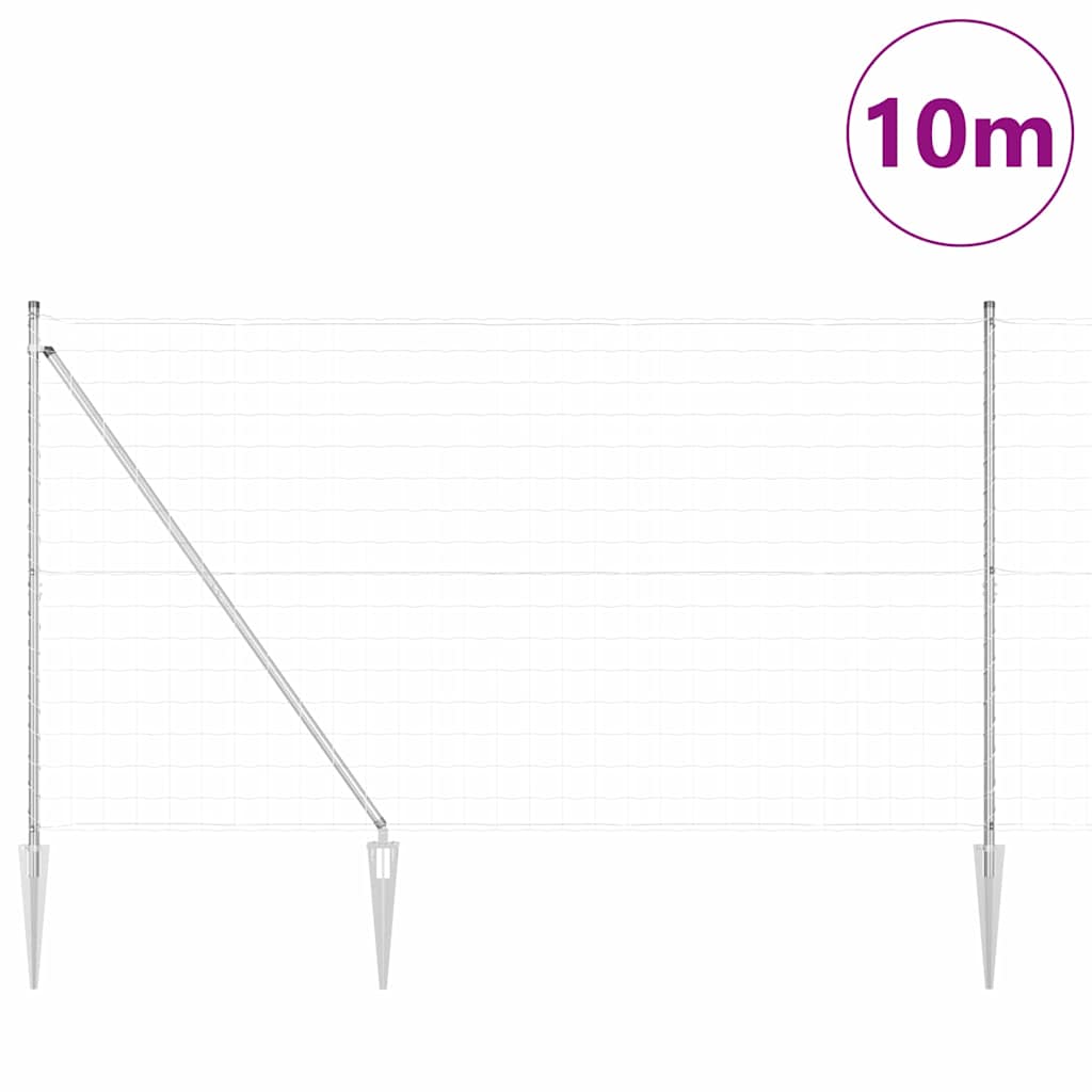 Vidaxl hek met paal zilver 1,6 x 10 m staal