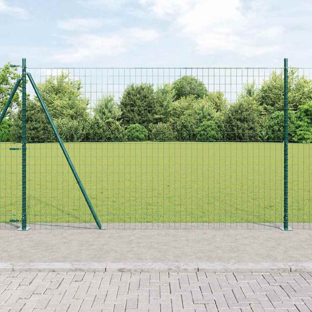 Vidaxl hek met paal groen 1,4 x 10 m staal en pvc