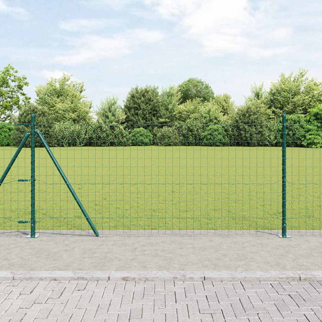 Vidaxl hek met paal groen 0,8 x 25 m staal