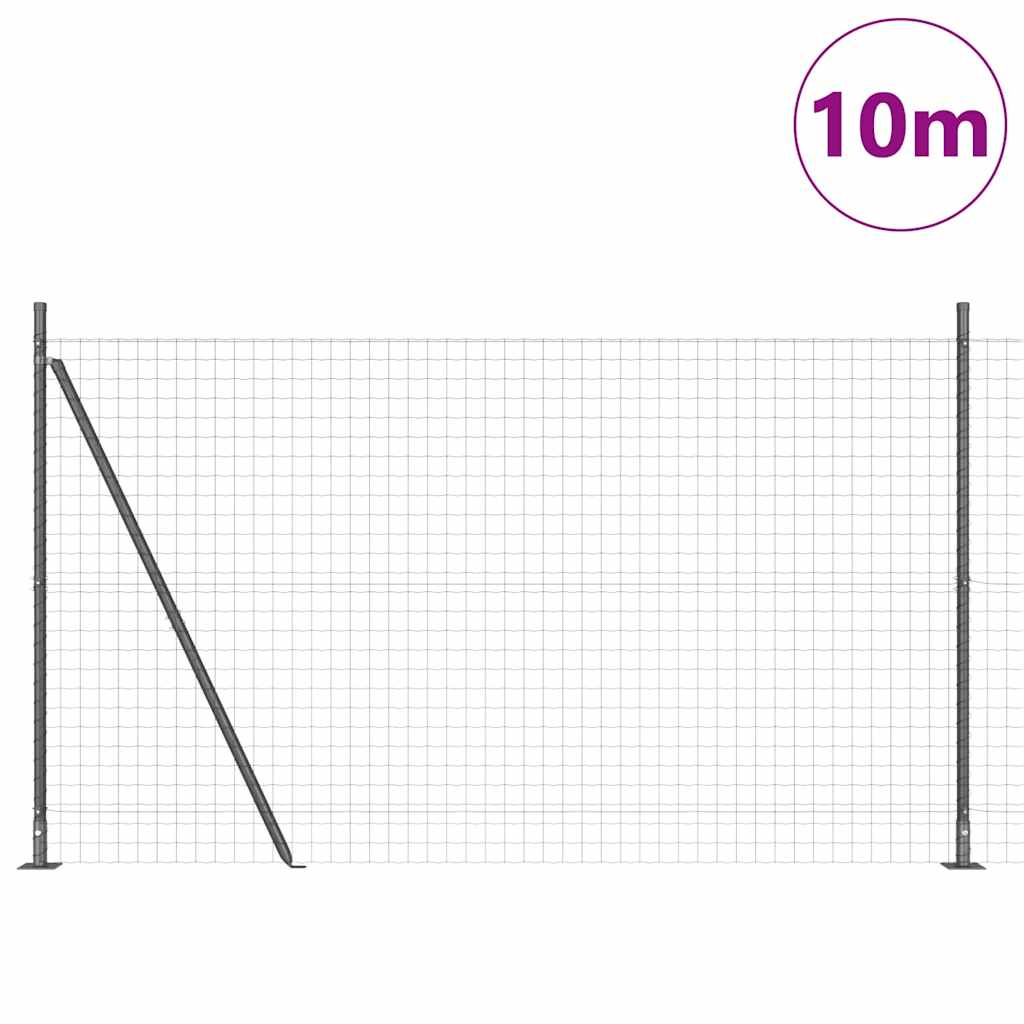 Vidaxl hek met paal grijs 1,6 x 10 m staal en pvc