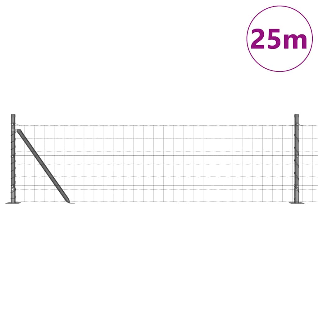 Vidaxl hek met paal grijs 0,6 x 25 m staal en pvc