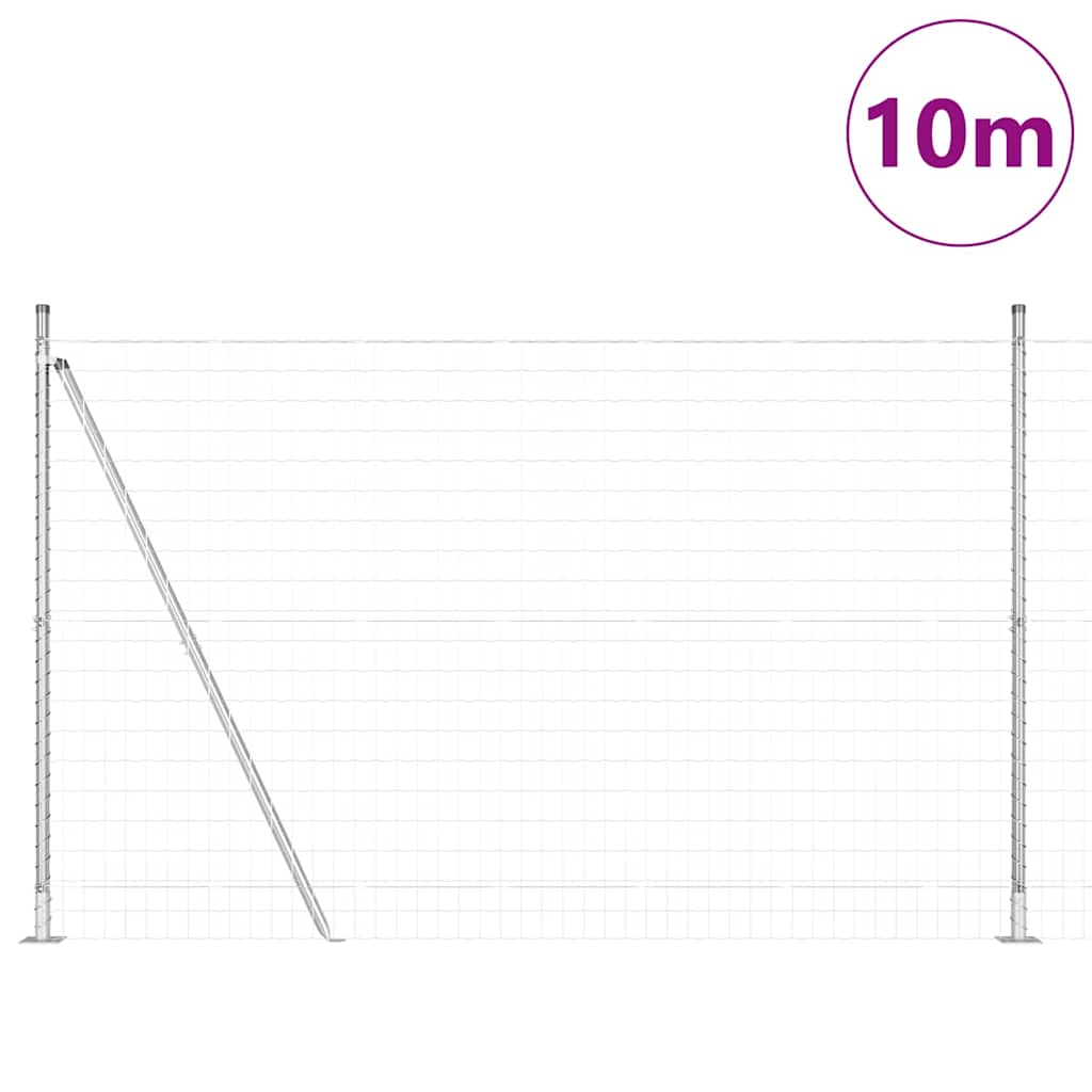 Vidaxl hek met paal zilver 1,5 x 10 m staal
