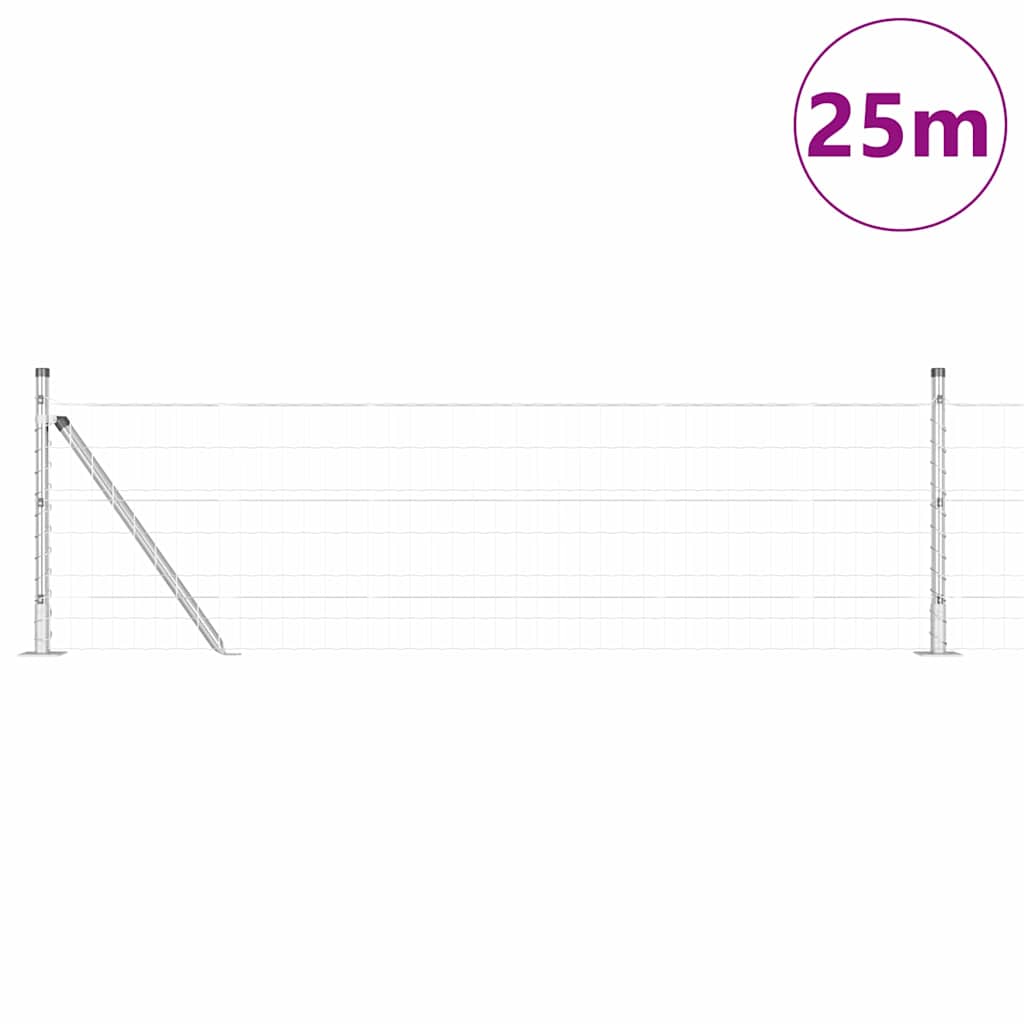 Vidaxl hek met paal zilver 0,6 x 25 m staal