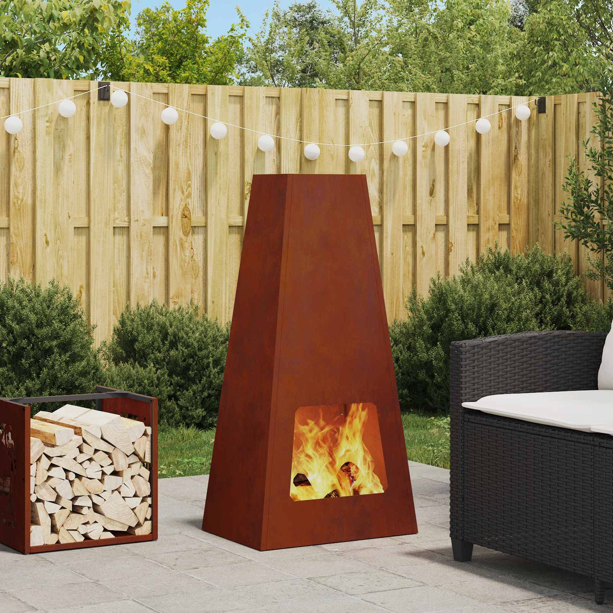 Vidaxl vuurkom roestkleurig 50 x 35 x 100 cm weervast staal