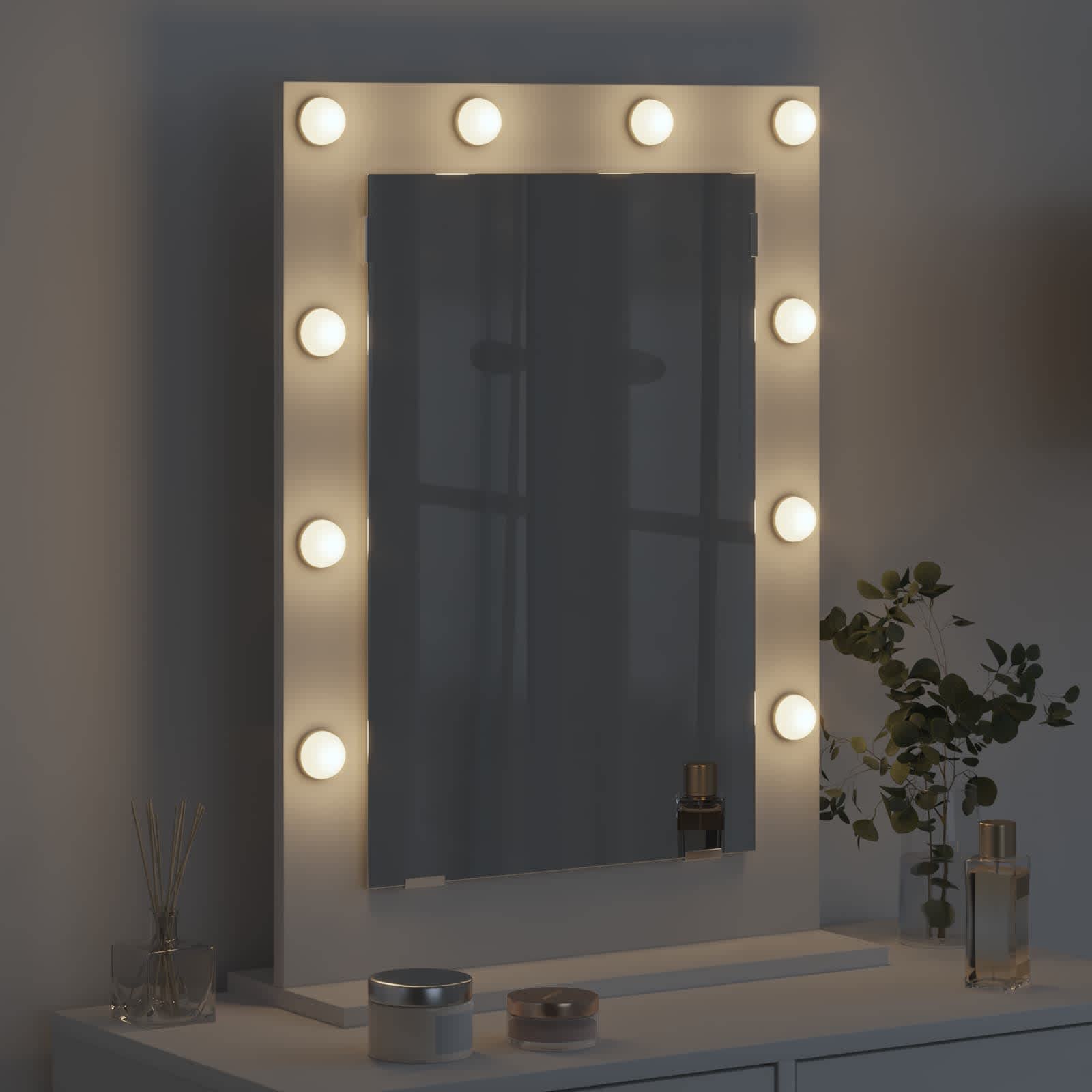 Vidaxl schmink spiegel wit 70 x 50 x 18 cm glas en hout met kunststof