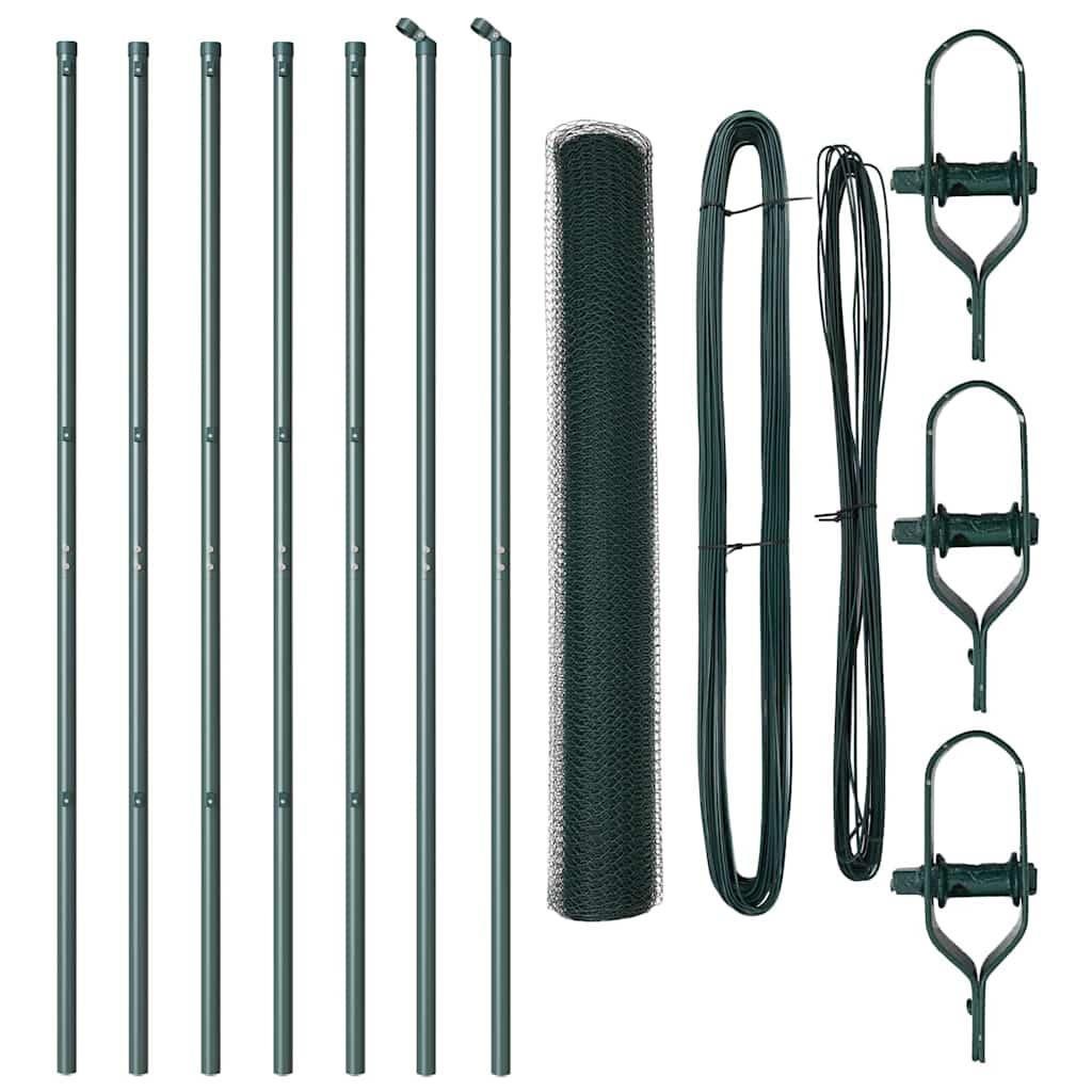 Vidaxl afrasteringspaal groen 10 x 1,4 m (25 mm gaas) staal en pvc