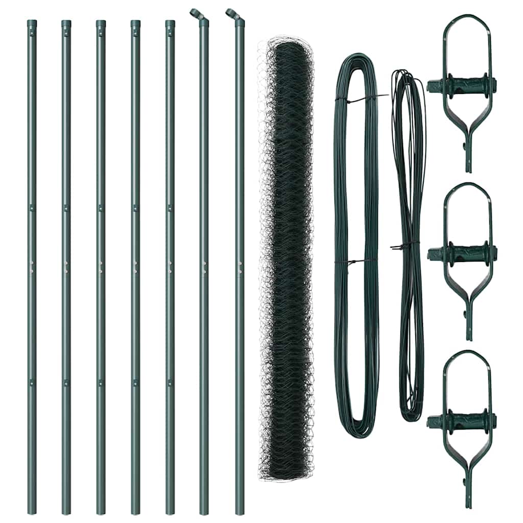 Vidaxl afrasteringspaal groen 10 x 1,5 m (36 mm gaas) staal en pvc
