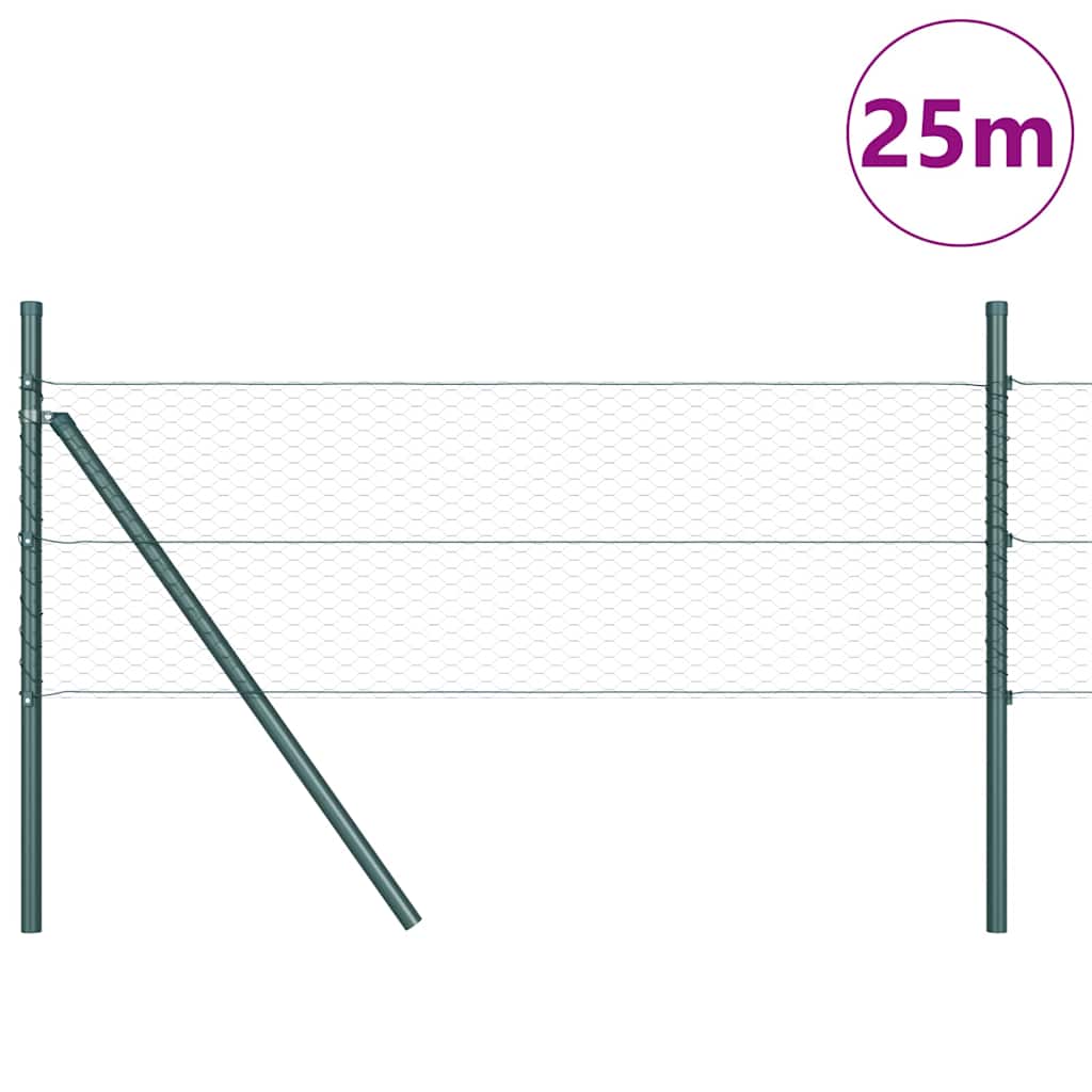 Vidaxl afrasteringspaal groen 25 x 0,8 m (25 mm gaas) staal en pvc