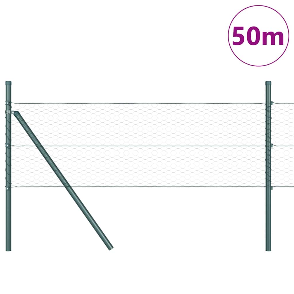 Vidaxl afrasteringspaal groen 50 x 0,4 m (25 mm gaas) staal en pvc