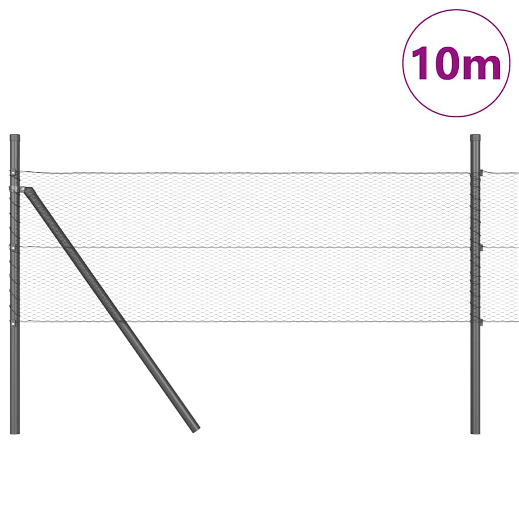 Vidaxl afrasteringspaal grijs 10 x 0,8 m (13 mm gaas) staal en pvc