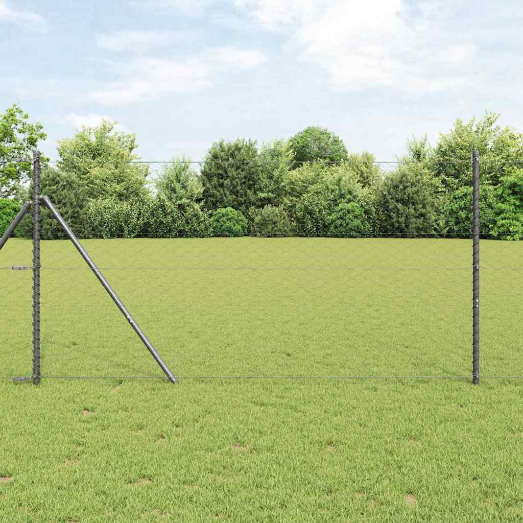 Vidaxl afrasteringspaal grijs 10 x 1 m (50 mm gaas) staal en pvc