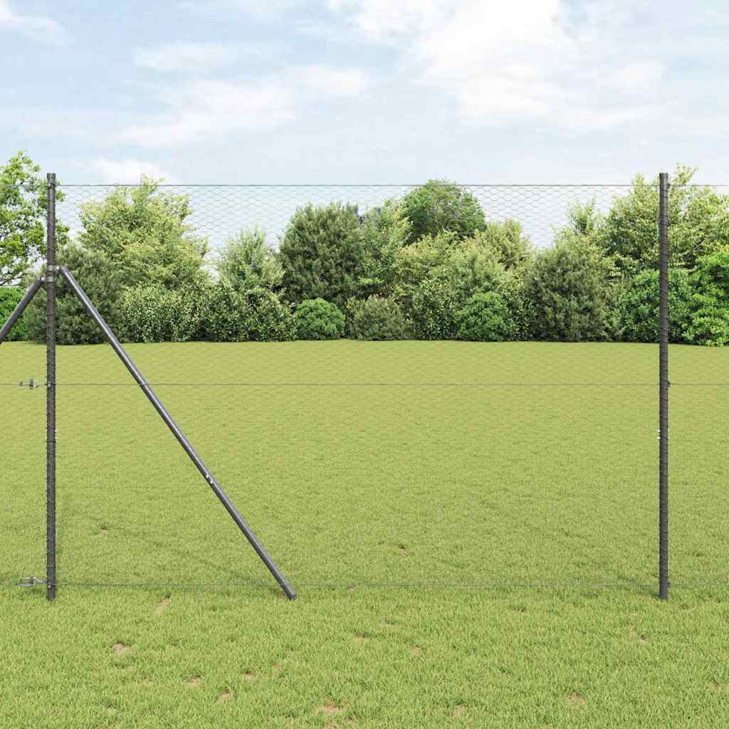Vidaxl afrasteringspaal grijs 25 x 1,5 m (25 mm gaas) staal