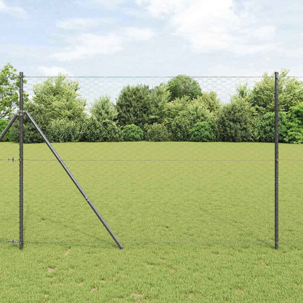 Vidaxl afrasteringspaal grijs 25 x 1,5 m (50 mm gaas) staal