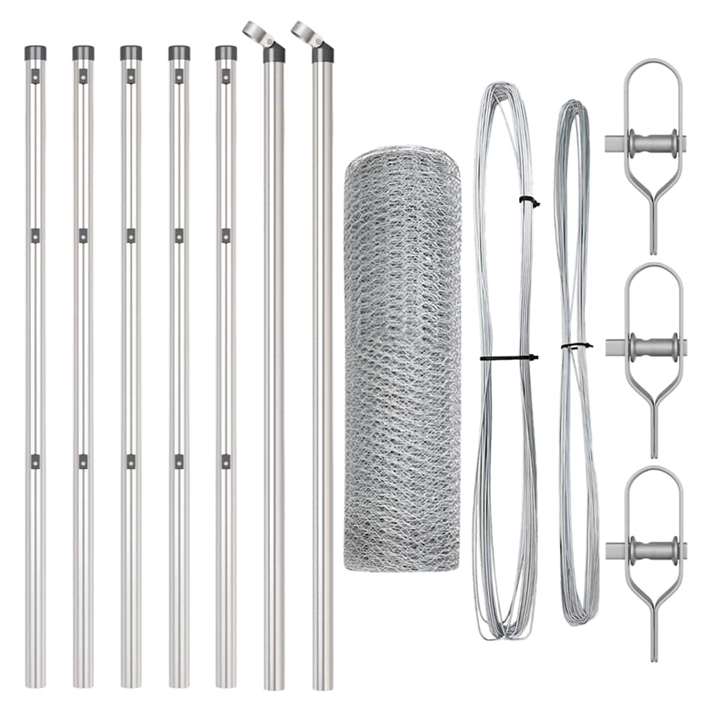 Vidaxl afrasteringspaal zilver 10 x 0,4 m (13 mm gaas) staal