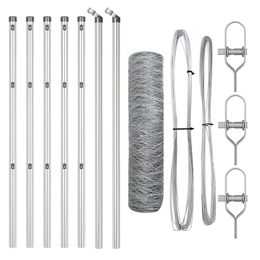 Vidaxl afrasteringspaal zilver 10 x 0,6 m (50 mm gaas) staal