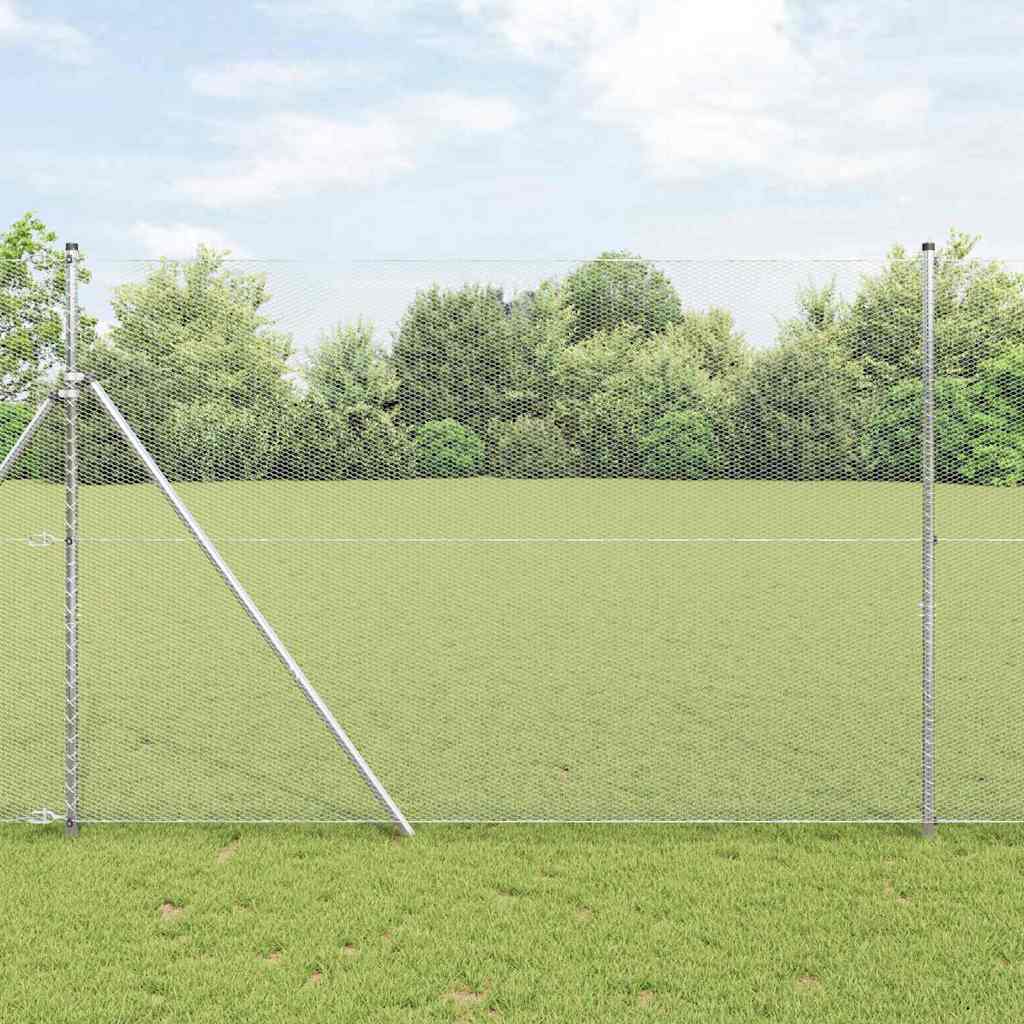 Vidaxl afrasteringspaal zilver 10 x 1,5 m (13 mm gaas) staal