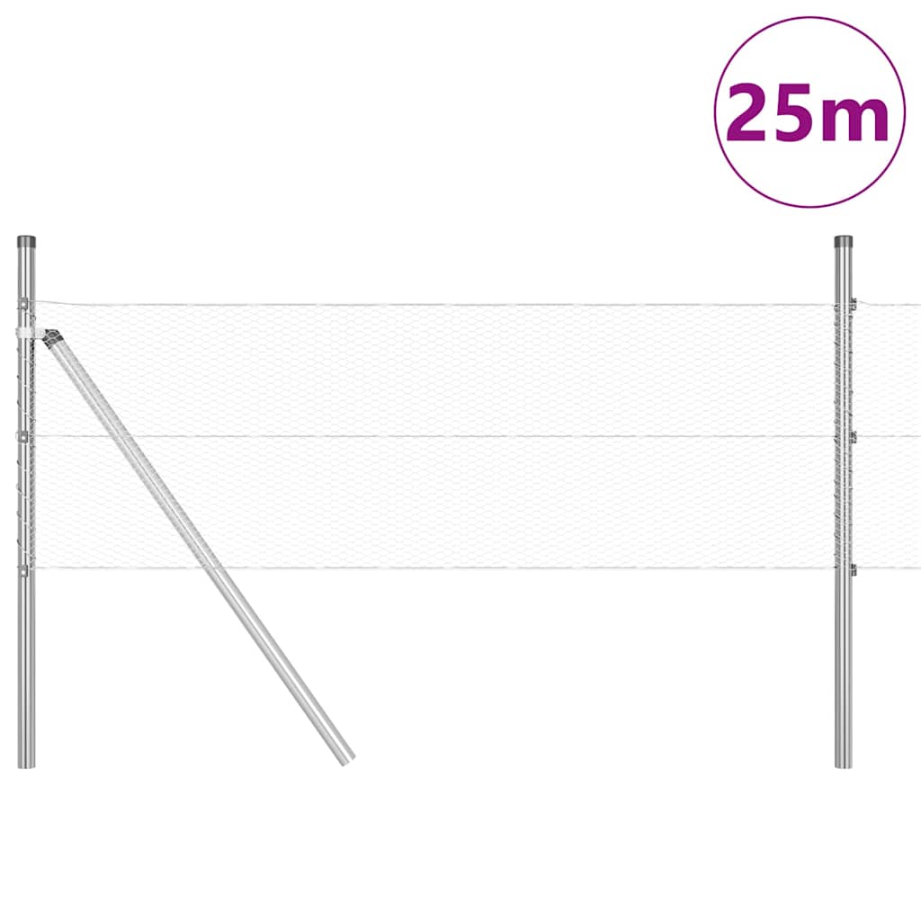 Vidaxl afrasteringspaal zilver 25 x 0,4 m (13 mm gaas) staal